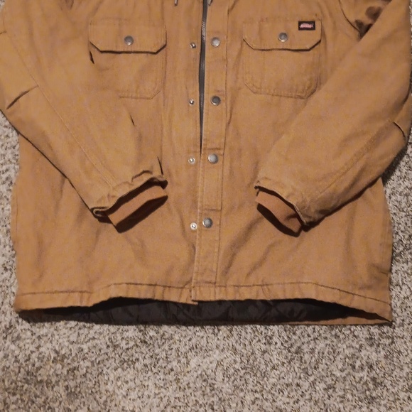 Genuine Dickies Men's Hooded Canvas Shirt Jacket Color Brown - Picture 3 of 8